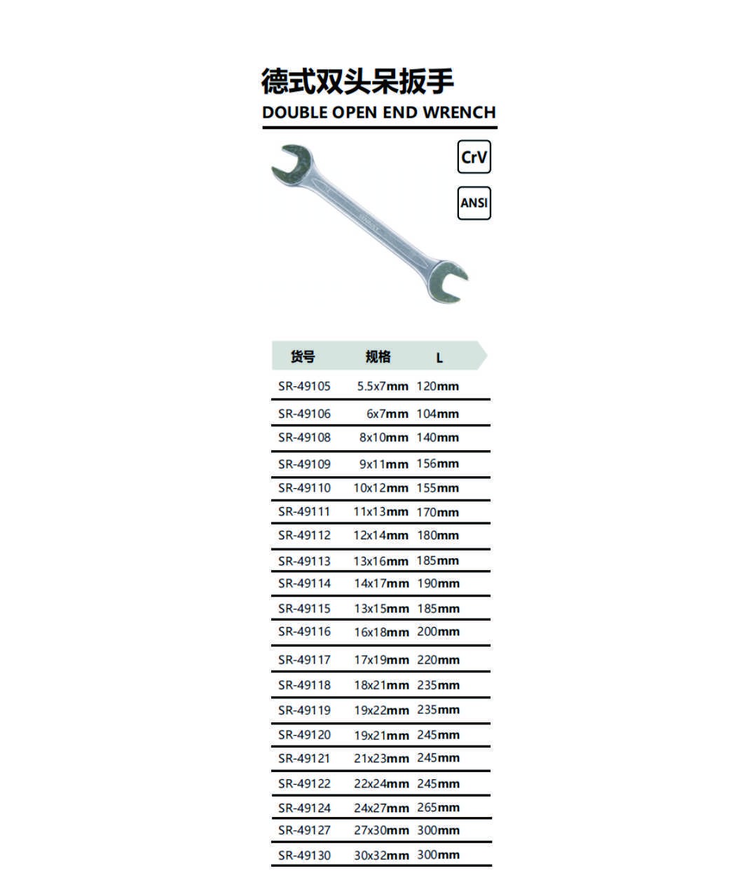 德式双头呆扳手