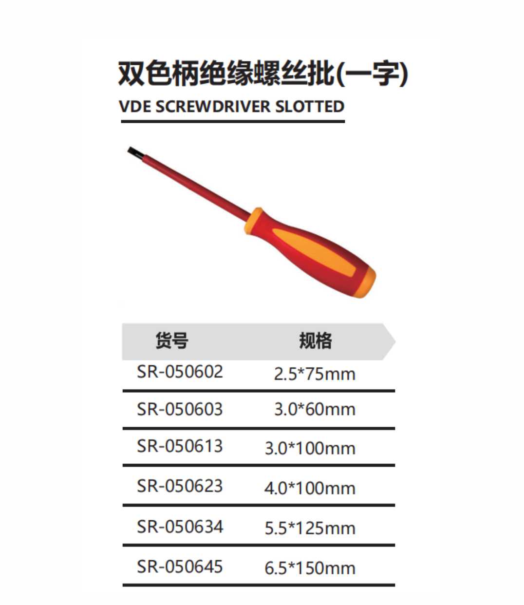 双色柄绝缘螺丝批(一字)