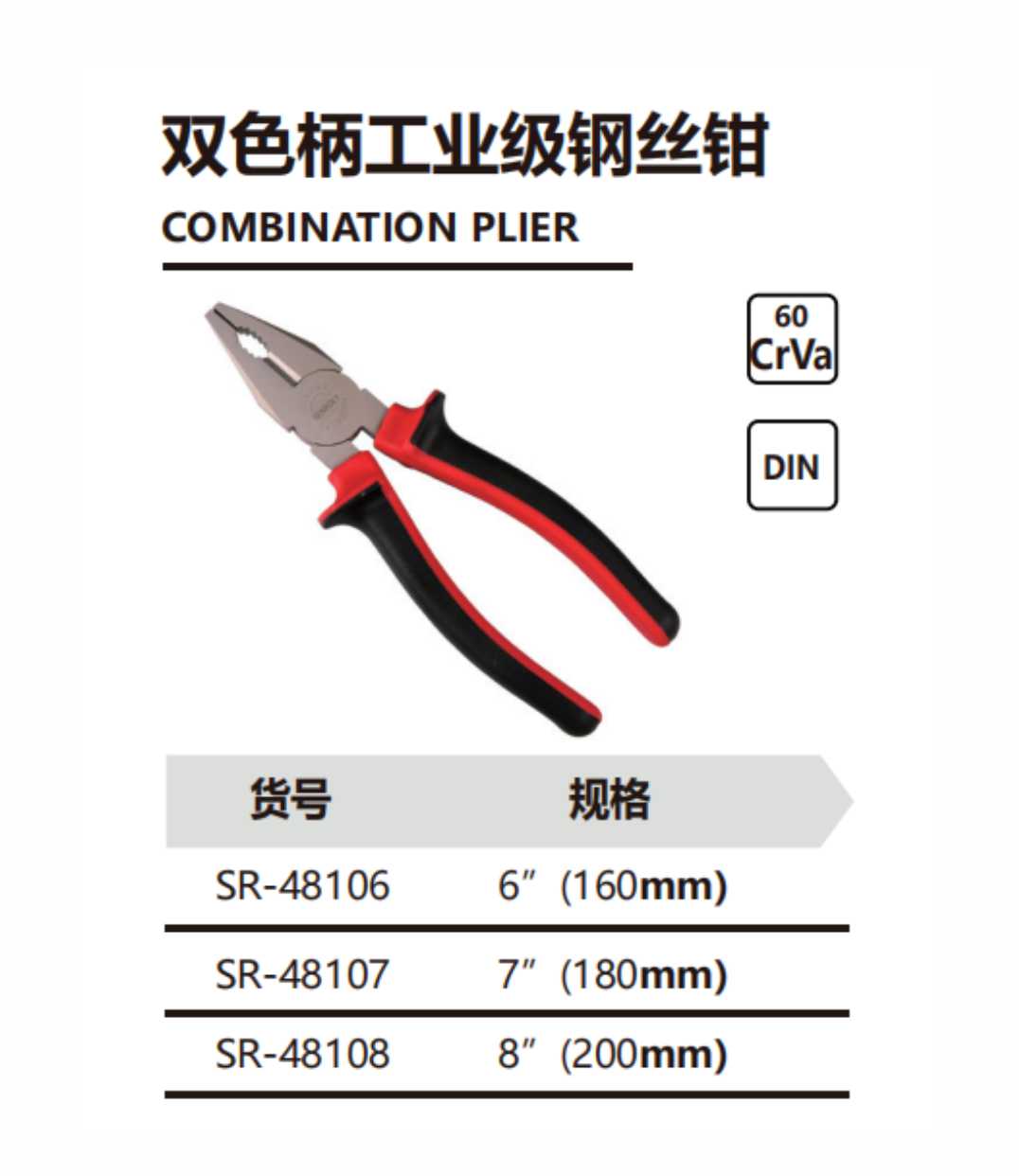 双色柄工业级钢丝钳
